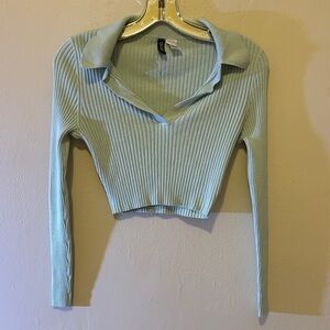 Divided Ribbed Mint Green Crop Top
